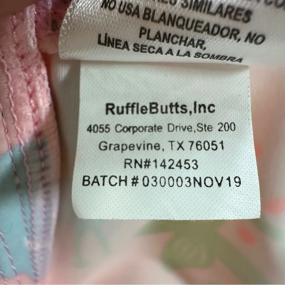 Ruffle Butts 6-12 M 1 piece UPF 50 Long Sleeve Rashguard Pink Floral